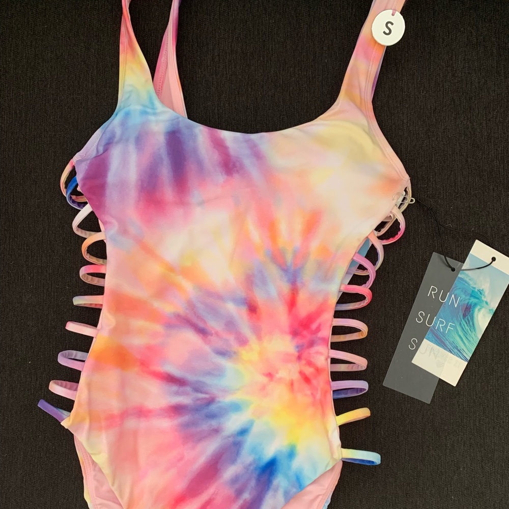 Watercolor cut-out one piece swimsuit